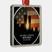 9-11覚えて下さい-私達は決して忘れません メタルオーナメント (右)