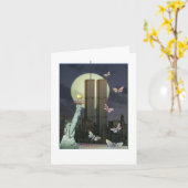 9/11 – 夜の世界貿易センター カード (黄色い花)