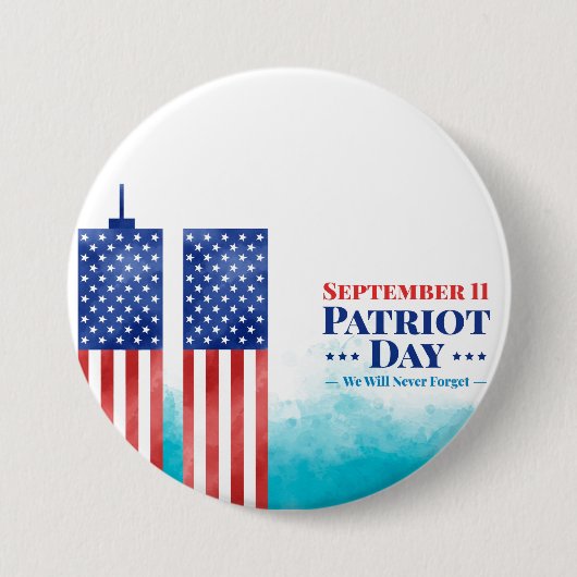 9.11 愛国者の日 私たちは決して忘れない 缶バッジ (正面)