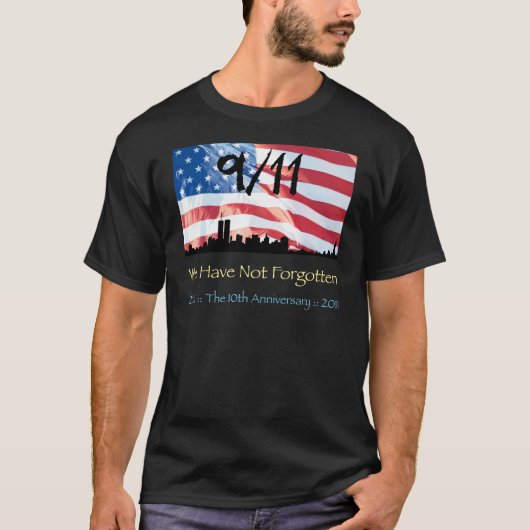9/11 10周年WTCと国旗 Tシャツ (正面)