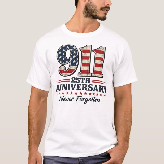 9/11 25周年記念 アメリカを忘れない Tシャツ (正面)