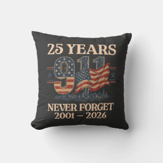 9/11 25 Years Never Forget Vintage American Flag クッション