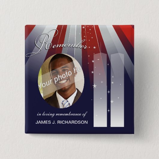 9/11 9月11日-パーソナライズな写真ピン 缶バッジ (正面)