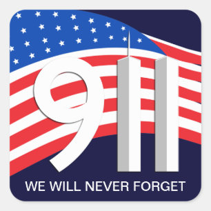 9/11 9月11日-決してステッカーを忘れないで下さい スクエアシール