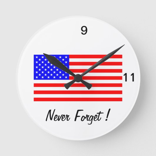 9-11 NEVER 忘れ ラウンド壁時計 (正面)