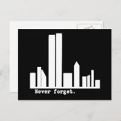 9-11 Never NY 忘れ Skyline Tシャツ、ボタン ポストカード (正面/裏面)