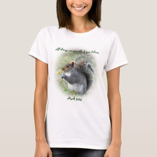 9:23の微笑のリスのTシャツに印を付けて下さい Tシャツ (正面)