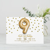 9 9金ゴールドバルーン紙吹雪9thバースデーパーティー 招待状 (スタンド正面)