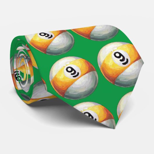 9 ball Art Pattern Green Tie ネクタイ (ロール)