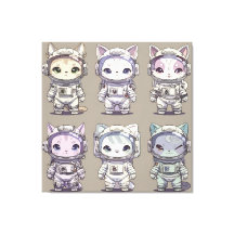 9 Chibi Astronaut Kittens Space Crew
