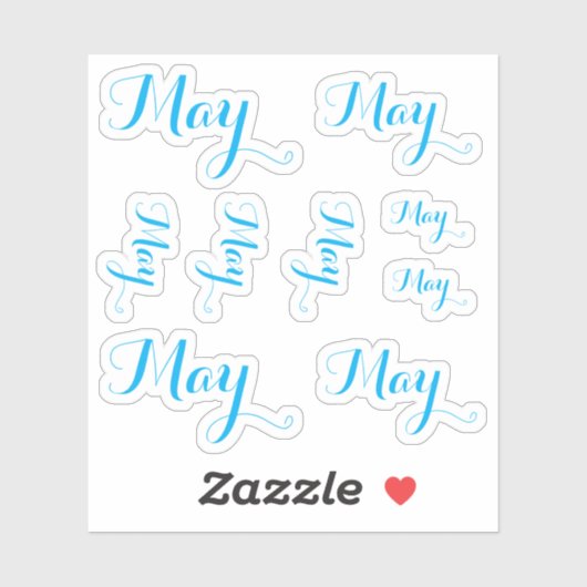 9 Custom Name Word, 2-3 letters Elegant Script Blu シール (シート)