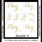9 Custom Name Word, 2-3 letters Elegant Script Gld シール