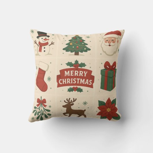 9 Cute Merry Christmas Images クッション (裏面)