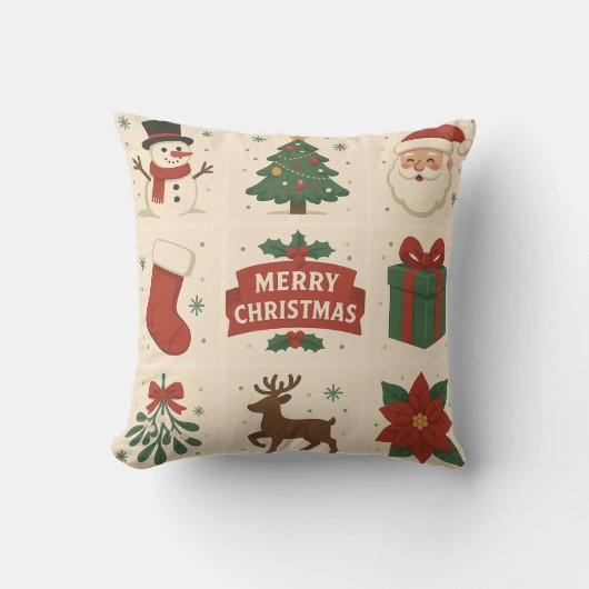 9 Cute Merry Christmas Images クッション (正面)