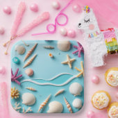 9-Inch Square Paper Plate with Sea Life Design –  ペーパープレート (パーティー)