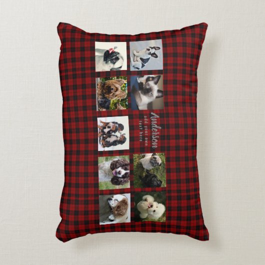 9 PET写真コラージバッファロープレイドインスタグラムギフト アクセントクッション (正面(垂直))