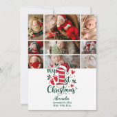 9 Photo Candy Cane Baby 1st Christmas シーズンカード (正面)