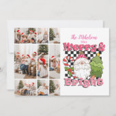 9 Photo Checkered Merry & Bright Christmas シーズンカード (正面)