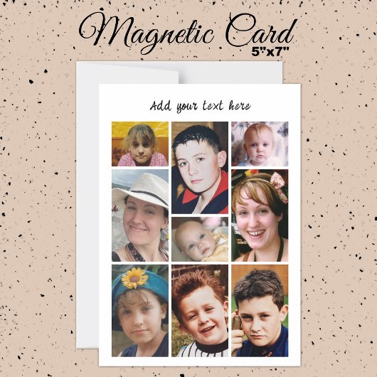 9 photo collage add text white magnetic card マグネット招待状