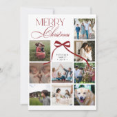 9 photo collage elegant script Merry Christmas シーズンカード (正面)