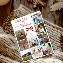 9 photo collage elegant script Merry Christmas