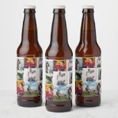 9 Photo Custom Personalized Collage ビールラベル (ボトル)