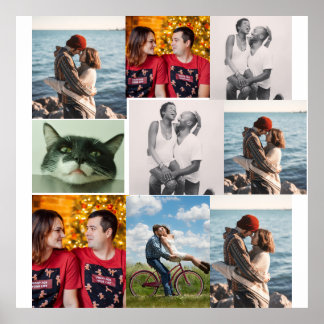 9 Photo Custom Personalized Collage ポスター