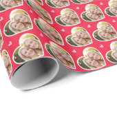 9 Photo Cute Love Heart Elegant Red Pink Pattern ラッピングペーパー (ロールコーナー)