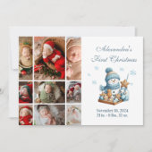 9 Photo First Christmas Birth Announcement シーズンカード (正面)