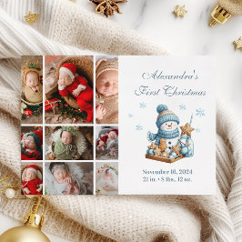 9 Photo First Christmas Birth Announcement シーズンカード