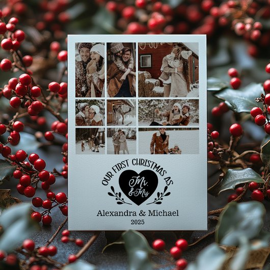 9 Photo Heart First Christmas as Mr & Mrs シーズンカード