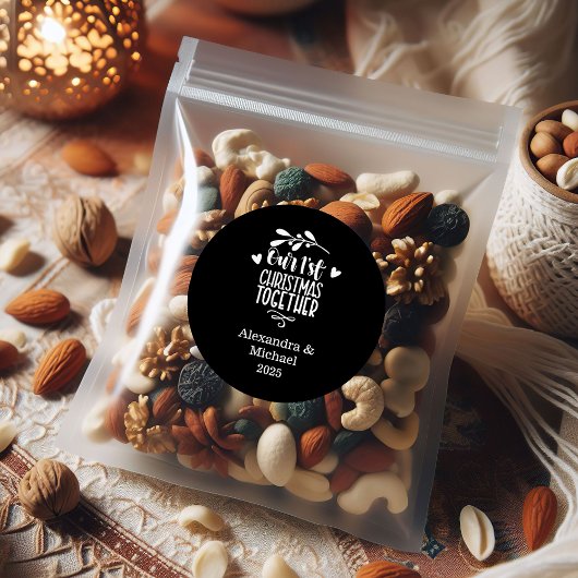 9 Photo Minimalist First Christmas Together ラウンドシール