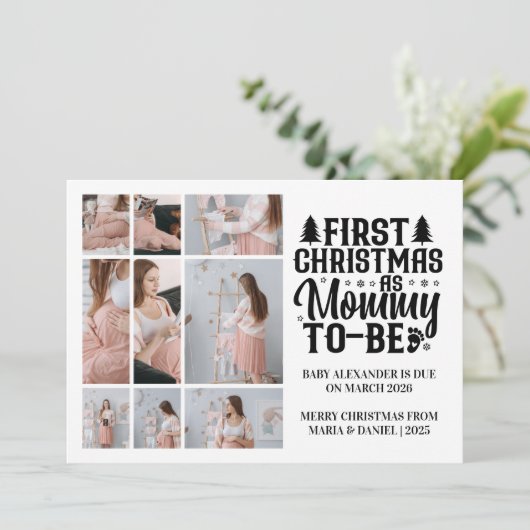 9 Photo Mommy to be Christmas Pregnancy  シーズンカード (スタンド正面)