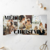 9 Photo Oh What Fun Merry Christmas Personalized 三つ折りクリスマスカード (内部)