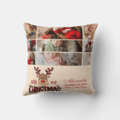 9 Photo Plaid Reindeer Baby First Christmas  クッション (裏面)