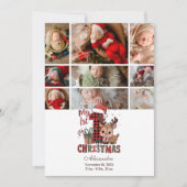 9 Photo Plaid Reindeer First Christmas シーズンカード (正面)