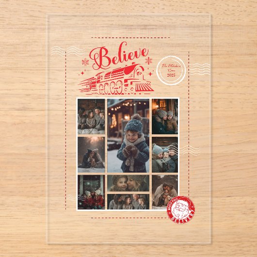 9 Photo Polar Express Christmas Ticket アクリル招待状 (正面)