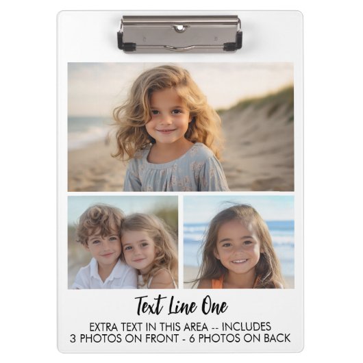 9 Photos - 3 Front, 6 Back - Black Text on White クリップボード (正面)