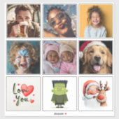 9 Square Individual Custom Photo/Image Collage シール (シート)
