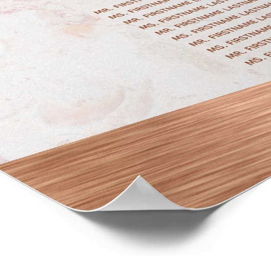 9 Table Copper's 結婚 Seat Chart Marble Metal ポスター (角)