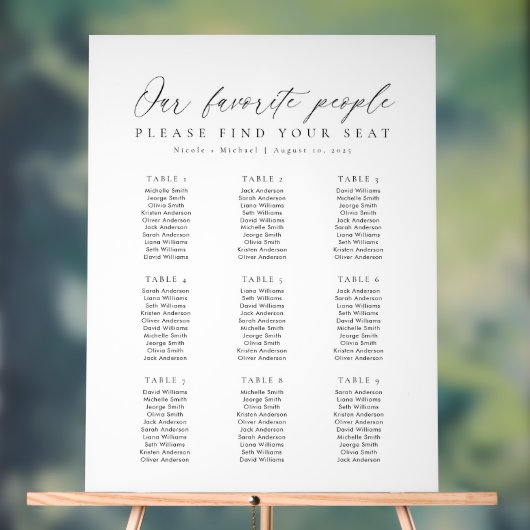 9 Tables Favorite People Acrylic Seating Chart アクリルサイン (ニュートラル)