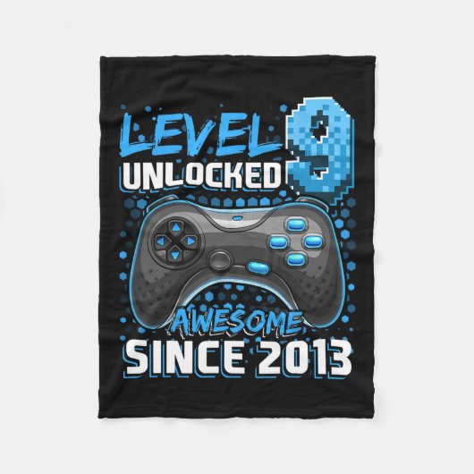 9 Unlocked 素晴らし 2013 Video Game 9th誕生日3 フリースブランケット (正面)