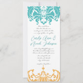 9 x 4春の結婚式カラーフローラダマスク 招待状 (正面)