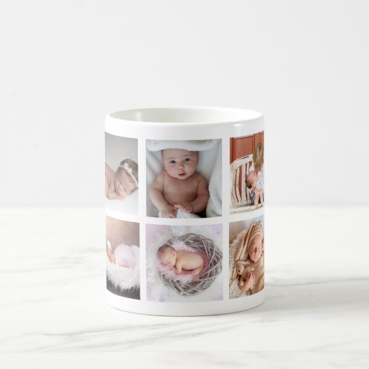 9 x Photo Collage 生まれたばかりのベビー誕生統計新着Mom コーヒーマグカップ (中央)