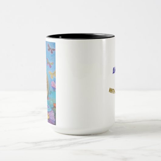 9 Year CUSTOM NAME AA Butterflies Flowers マグカップ (中央)