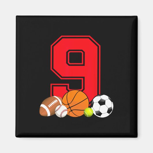 9 Year Old Bysketbyll Footbyll Bysebyll Soccer Bir マグネット (正面)