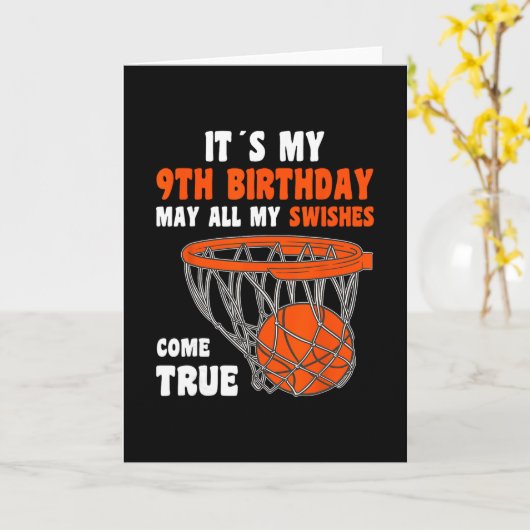 9 Year Old Happy 9th Birthday Sketll 9th Birthday  カード (黄色い花)