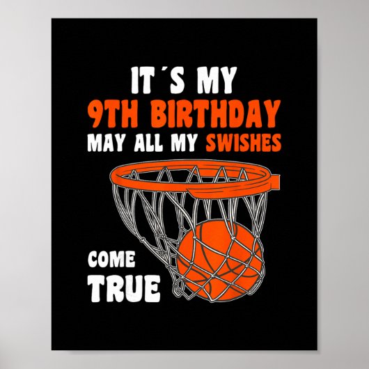 9 Year Old Happy 9th Birthday Sketll 9th Birthday  ポスター (正面)