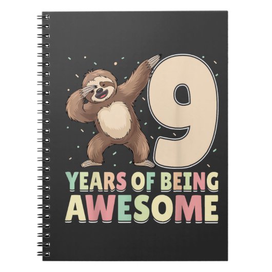 9 Years Of Being Awesome Dabbing Sloth 9th Birthda ノートブック (正面)