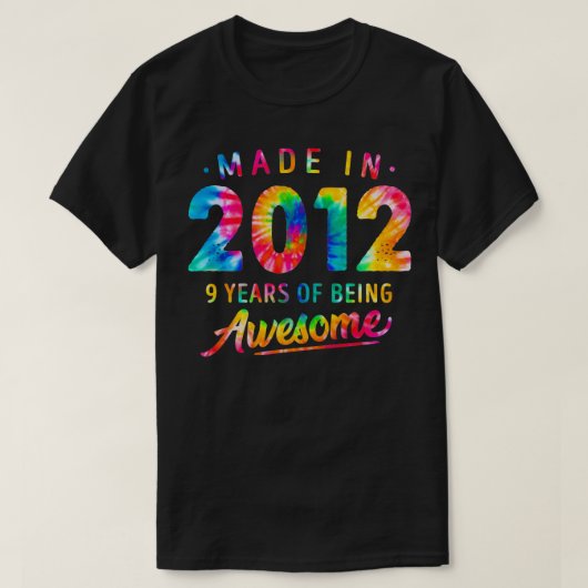 9 Years Old 9th Birthday Made 2012 Tie Dye Men Wom Tシャツ (デザイン正面)